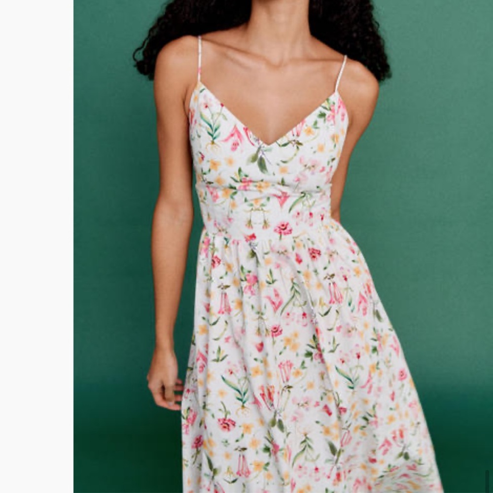 H&M: Floral Spaghetti Strap Dress ( L )